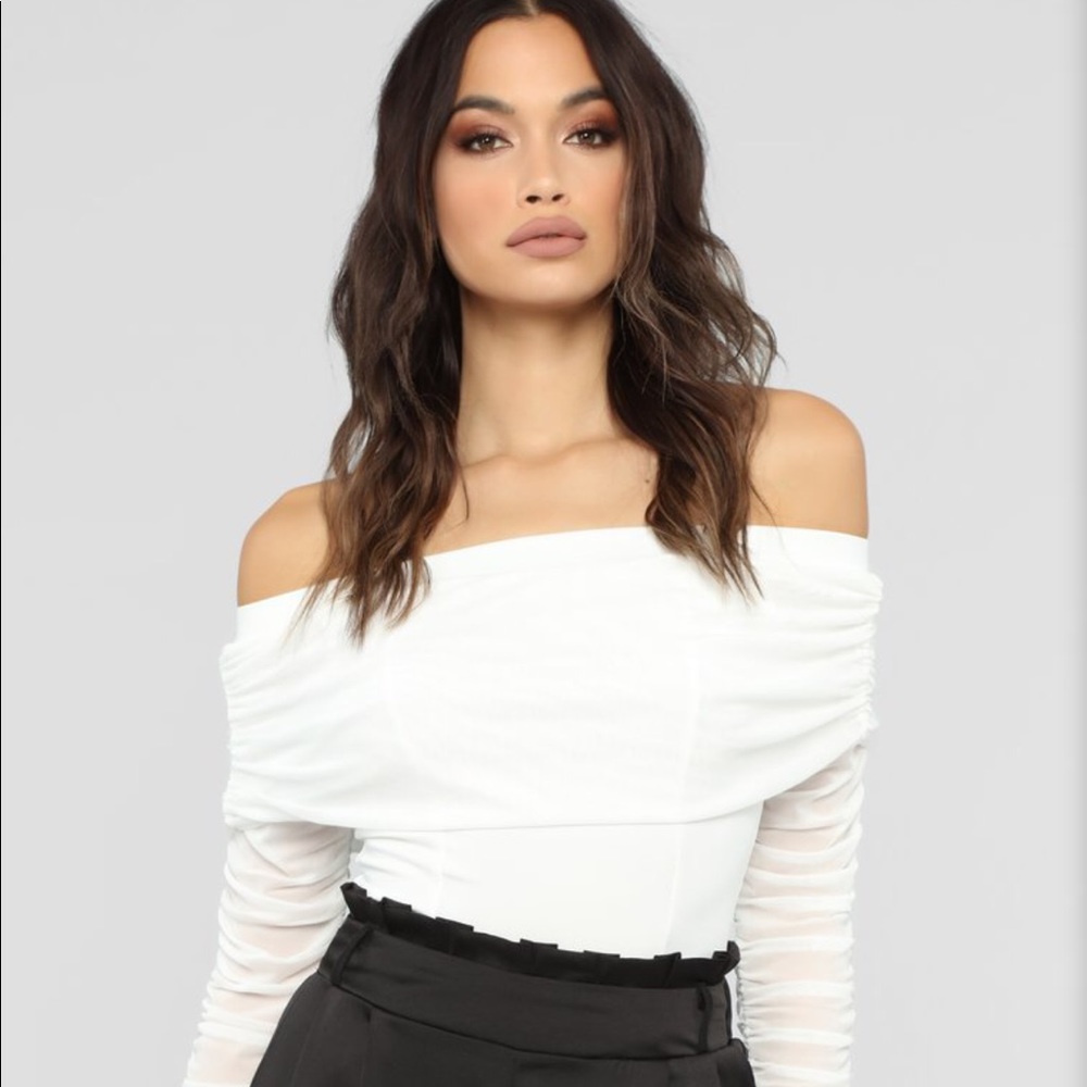 Fashion nova Kendall Ruched Mesh Top Brand New